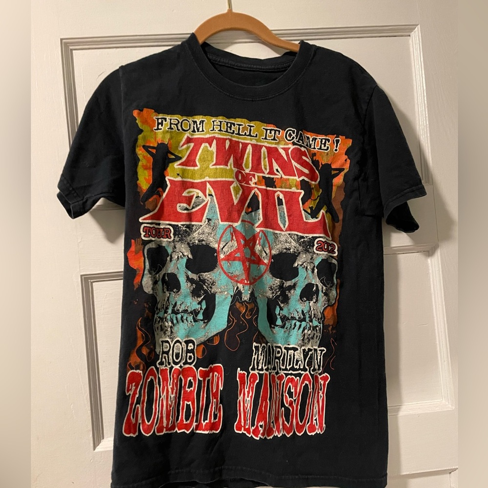 2012 Twins of Evil Rob Zombie Marilyn Manson Concert T Shirt, size small